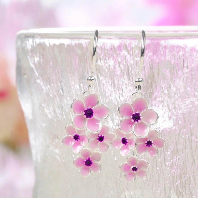 Vintage Copper Flower Hook Earrings, Handmade Dangle Drop Design